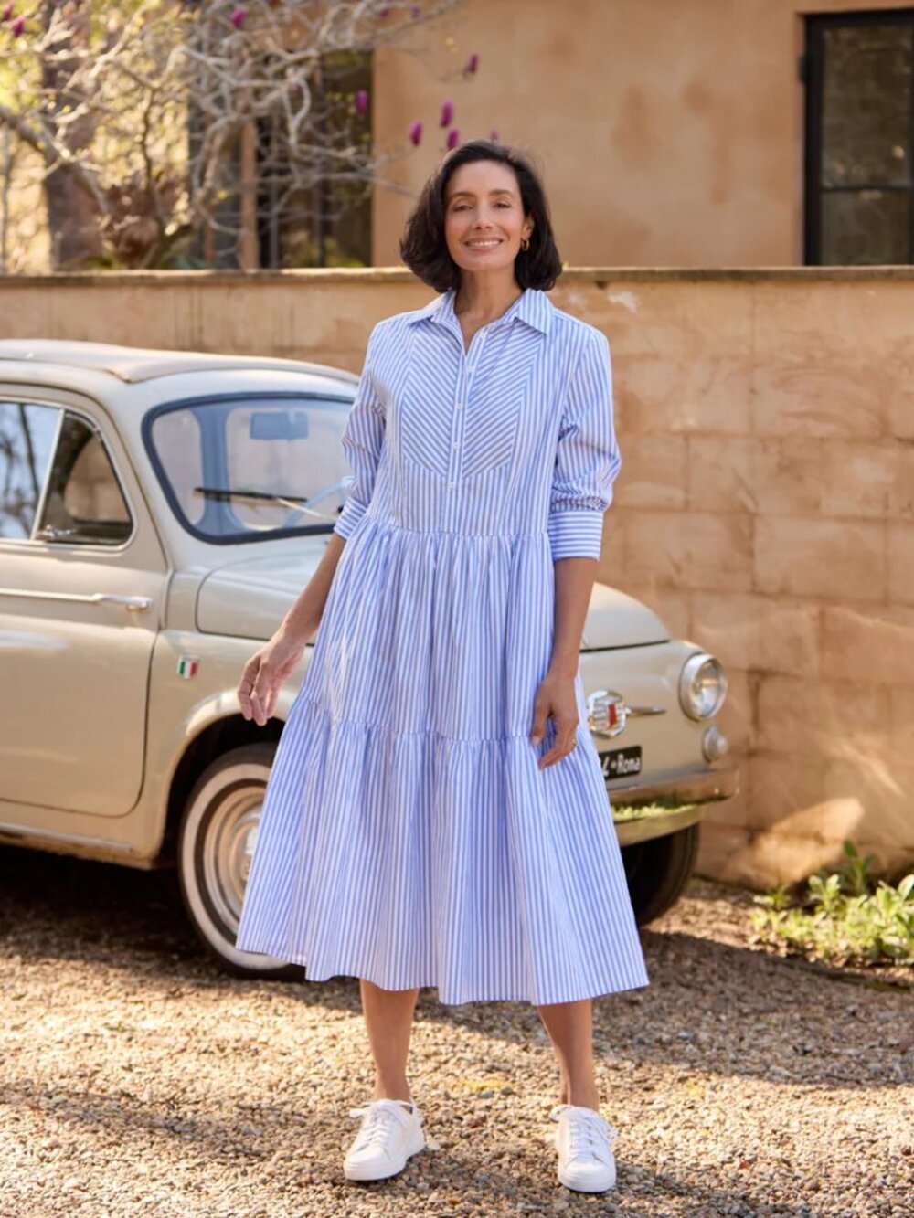 MAYE Australia Wonderful Blue Striped Cotton Shirt Dress 3X